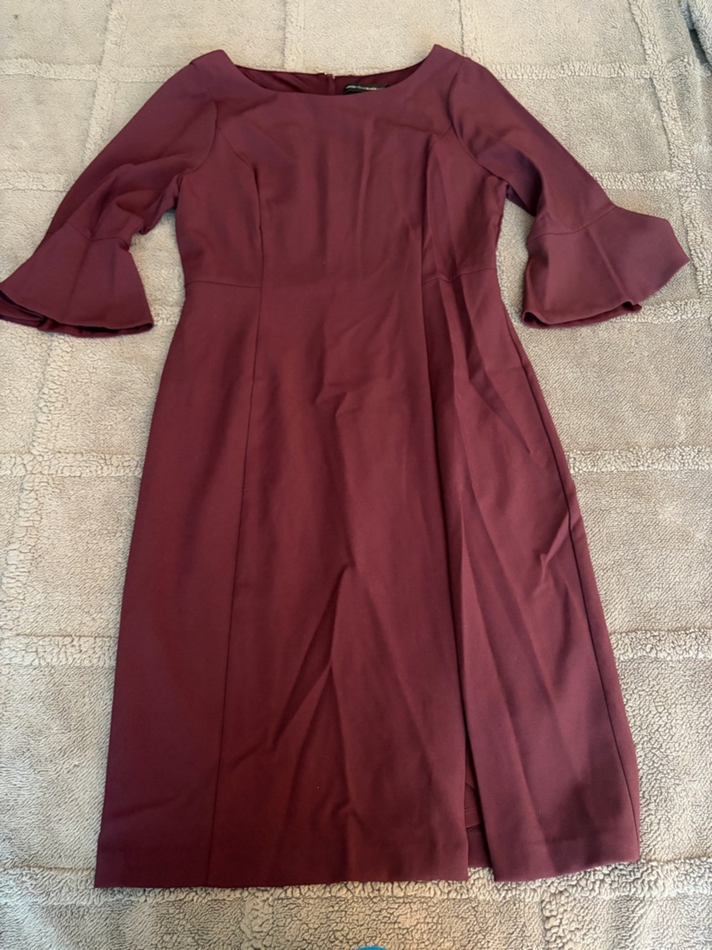 White House Black Market Wine Bell-Sleeve Midi Dress
